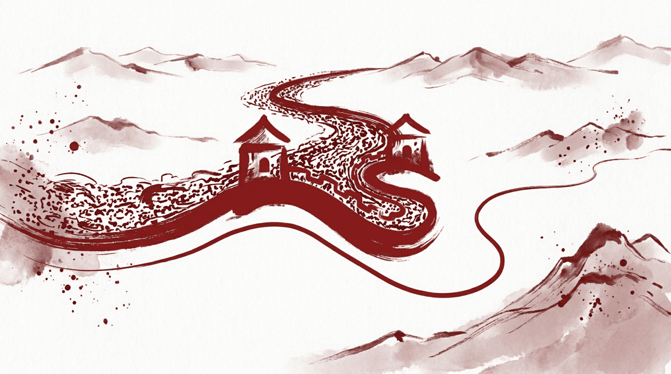 CN2 GIA Explained — ink wash illustration of dual routes through mountains